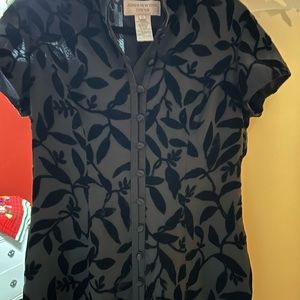 Jones New York black cut velvet mid calf length dress